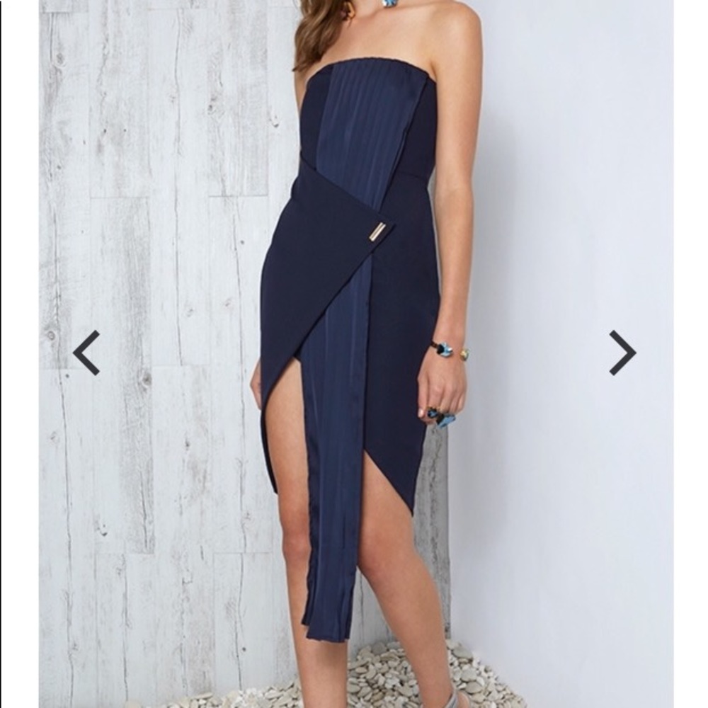 Lexi Clothing Blue Draped Asymmetric Dress